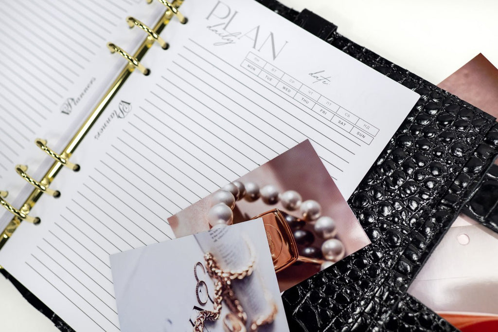 Black croco leather notebook cover A5 for documents A4 and A5 format.