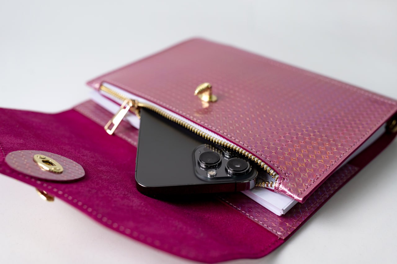 Cyprus, Limassol. RARE holographic pink leather notebook cover A5. Natural Italian Leather Pink Planner A5, Leather template, A5 ring binder,Binder a5.