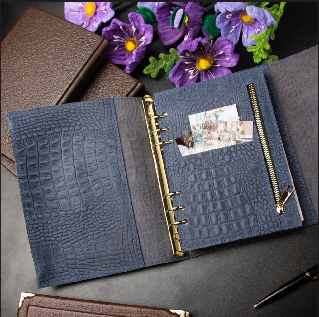 Rare blue 3d leather notebook cover A5.