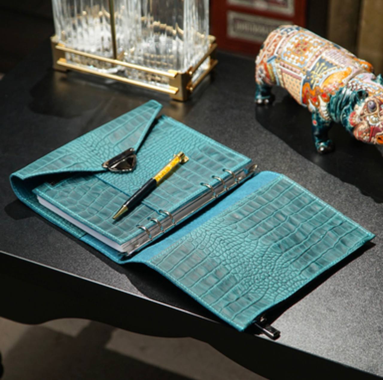 Cyprus, Limassol. Sea wave leather notebook cover A5.