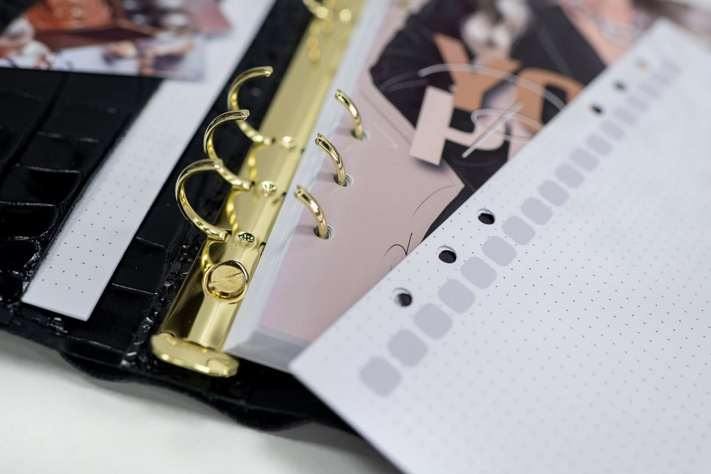 Black croco leather notebook cover A5 for documents A4 and A5 format.