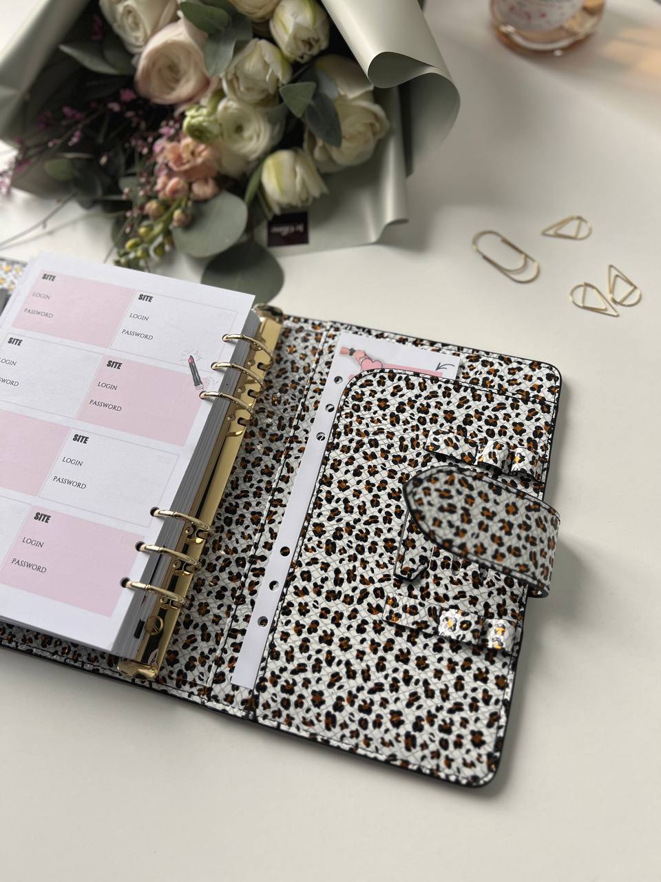 Leopard Leather Planner A5, gift for her, perfect planner, Ring Planner Agenda A5 Six Ring Planner and Ring Personal Planner.