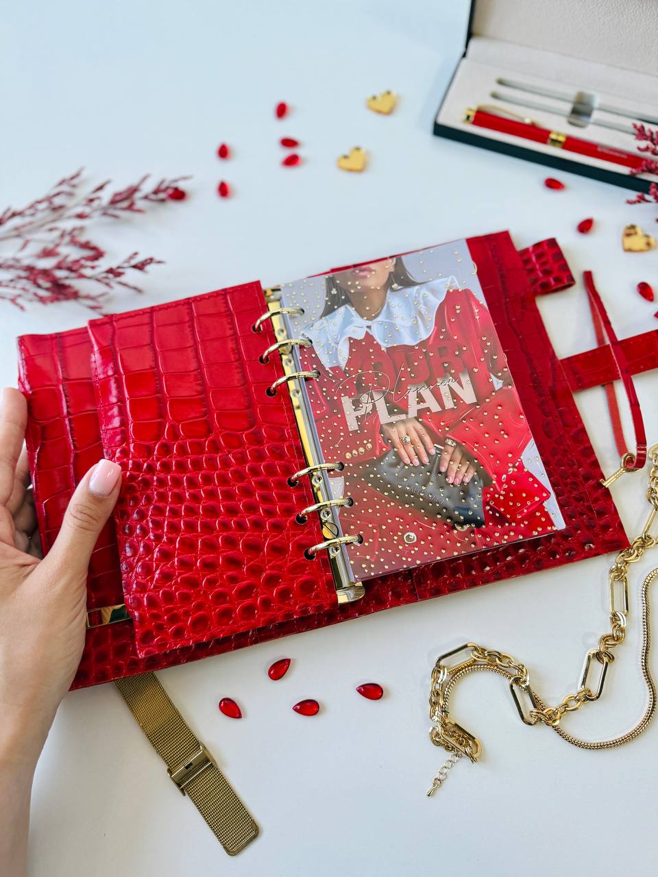 A6 NEW SIZE leather double planner cover binder 6 rings binder, dated planner, leather planner, gift for her, medium size planner.