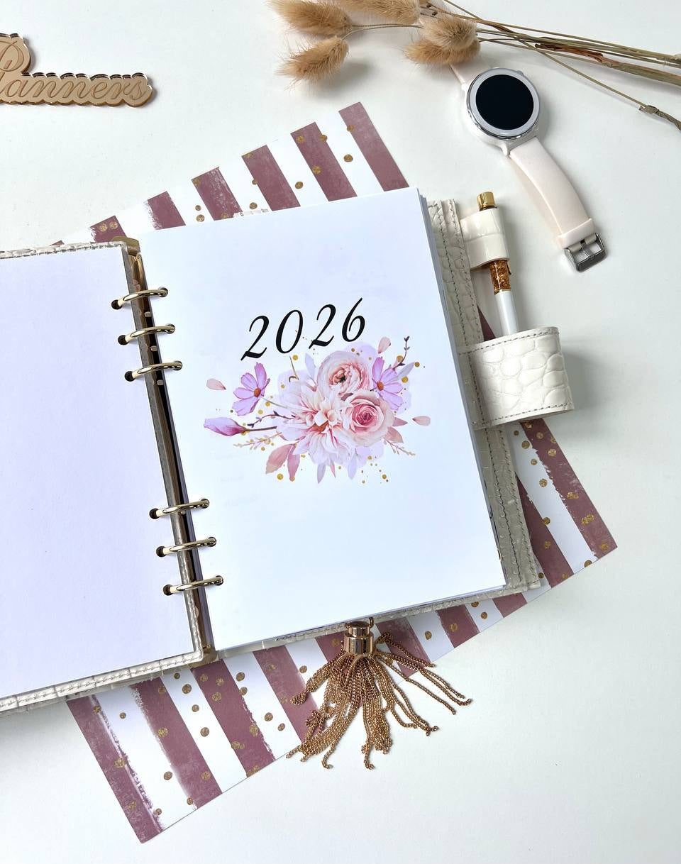 Personalized DAY WITH TIME leather planner big binder A5- cover for documents A4 and A5 format.