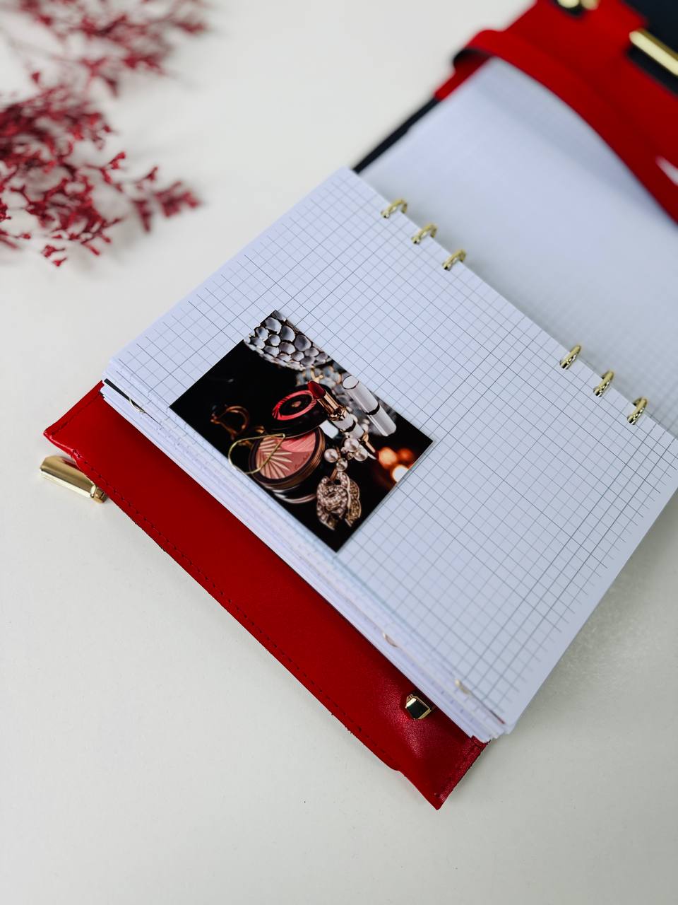 The Ultimate Statement Accessory: Red & Black Genuine Leather Gift Set. Red and black leather notebook cover A5 with leather pencil case- perfect gift 2026.