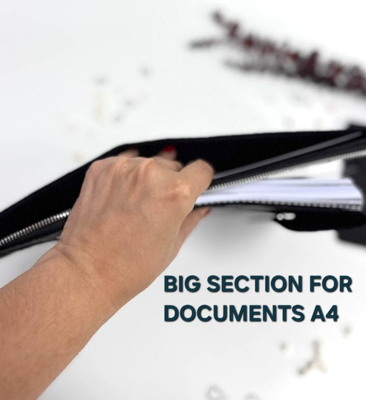 Perfect Gift for Him | Handmade Genuine Black Leather A5 Zippered Planner Set with Pen Case
