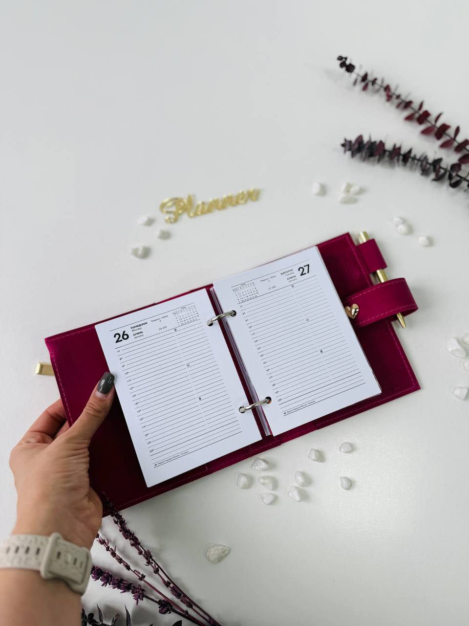 Leather mini notebook cover A7 binder,Planner A7 binder personal passport size, leather planner, planner binder 2 rings, diary for work.