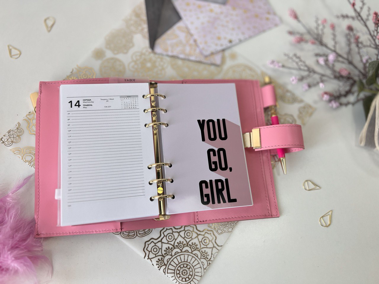 A6 NEW SIZE leather double planner cover binder 6 rings binder, dated planner, leather planner, gift for her, medium size planner. Dated 2026.