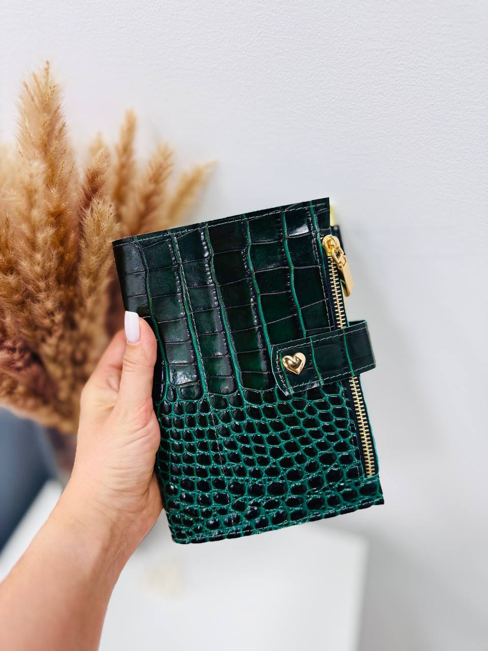 Green leather planner A6