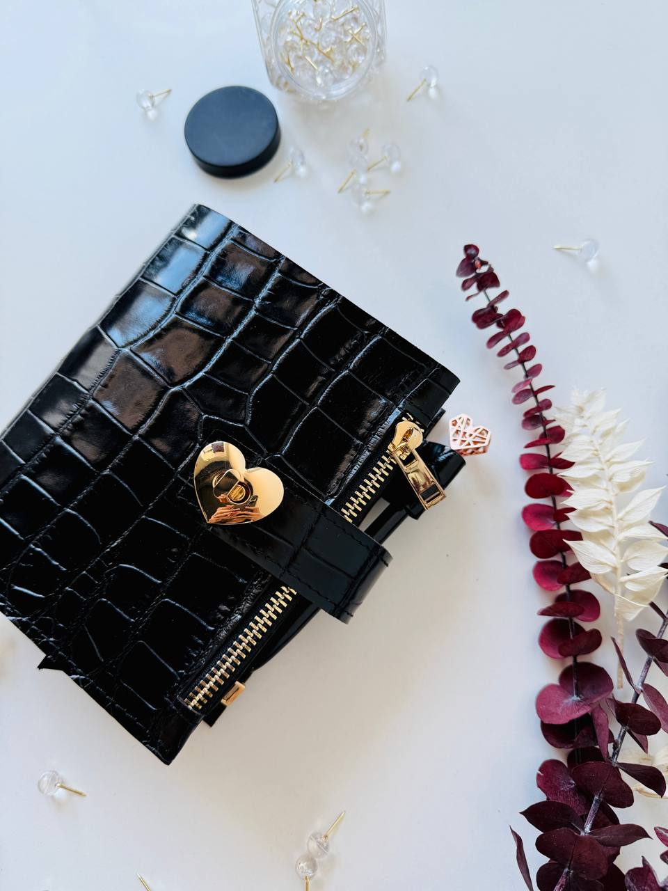 Elegant A7 Daily Planner | Black Crocodile-Embossed Organizer