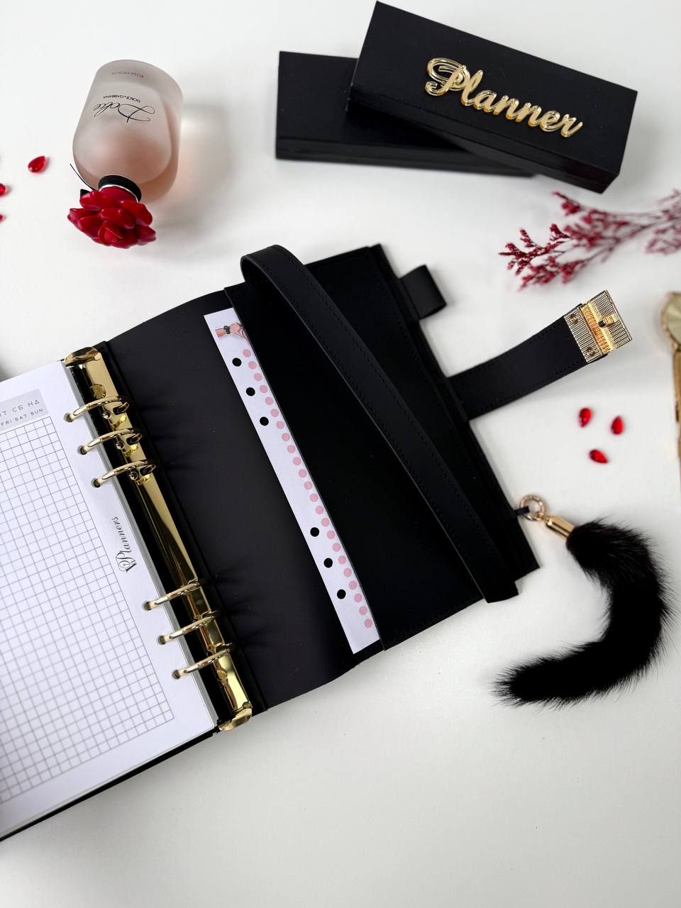 Midnight Luxe: Black & Gold A5 Leather Binder